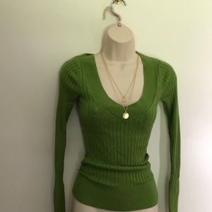 Express Green V-neck sweater
